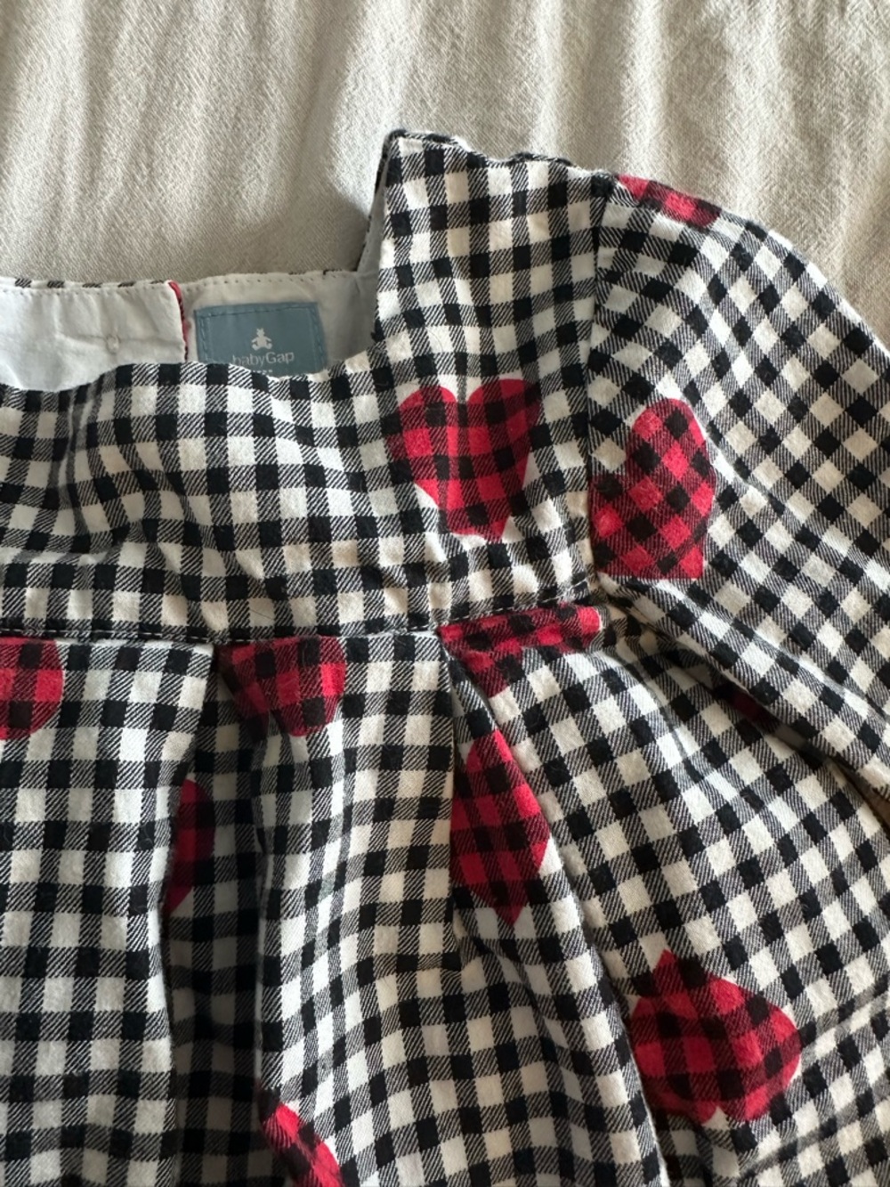 BabyGAP Black & White Gingham Dress with Red Heart Accents
